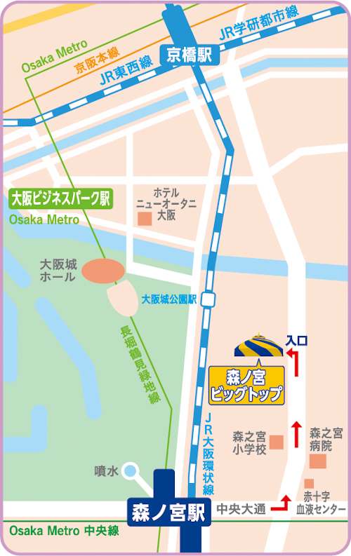 シルク・ドゥ・ソレイユ「アレグリア」大阪公演 会場へのアクセス地図